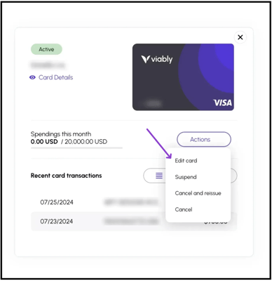 Edit your card nickname in Viably.