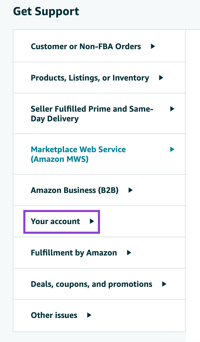 Select your account in Amazon Seller Central to add Viably as a new deposit method.