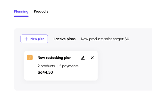 Build growth plans for inventory restocks or product launches in Viably.
