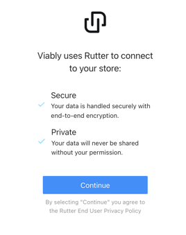 To connect Walmart to Viably, click continue in the Rutter wizard.