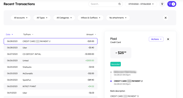Grab quick insights from your transaction table in the Viably Cash dashboard.
