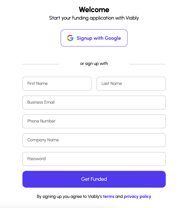 Signup with Viably via Google or with a username and password.