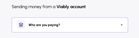 Specify who you are sending money to, from your Viably business account. 