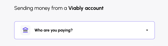 Specify who you are sending money to, from your Viably business account.