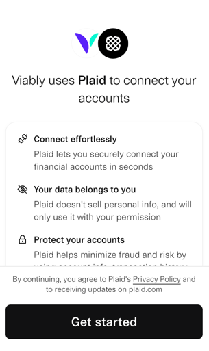 Open the Plaid wizard to connect your bank to Viably.