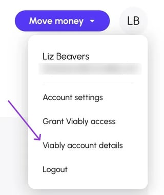 Click your Viably Account details from your profile card, on any dashboard in Viably.