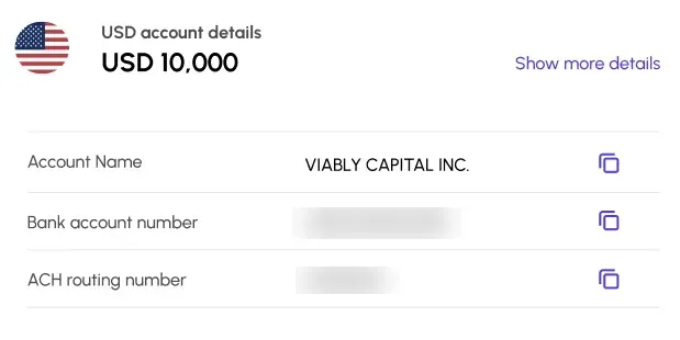 Quickly get your Viably Account number for ACH transfers.