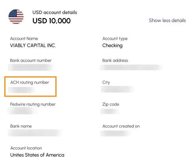 Find your Viably Global ABA routing number.
