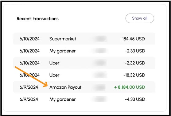 See all payouts coming into your Viably Global Account.