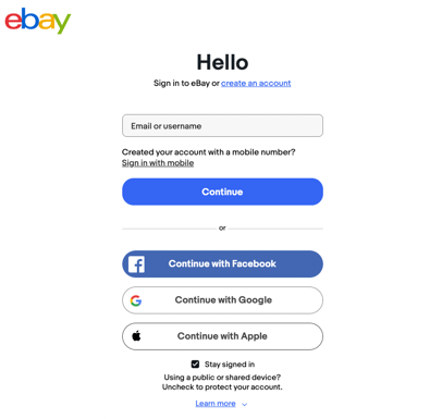 Connect eBay to Viably by signing into your eBay account.